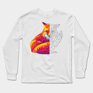 Vibrant Sunset Geometric Fox Long Sleeve T-Shirt